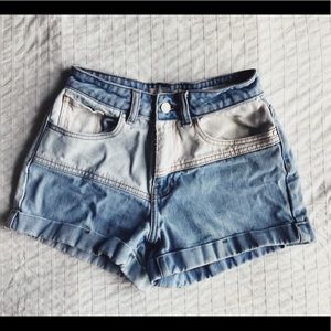 Color Block Blue and White Pacsun Jean Shorts